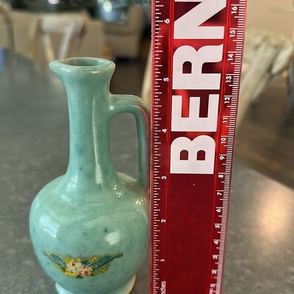 Vintage Ceramic Teal Blue Bud Vase - Picture 3 of 5